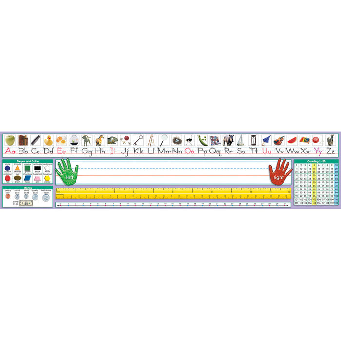 North Star Teacher Resources NST9040 Adhesive Primary Traditional Manuscript Desk Plates, 17.5" x 4", Pack of 36