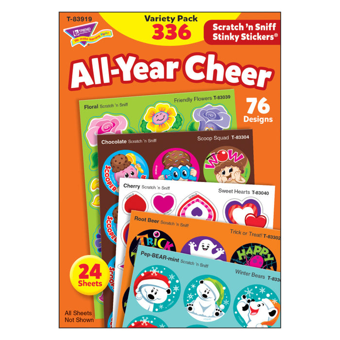 TREND T-83919 All Year Cheer Stinky Stickers Variety Pack, 336 Count
