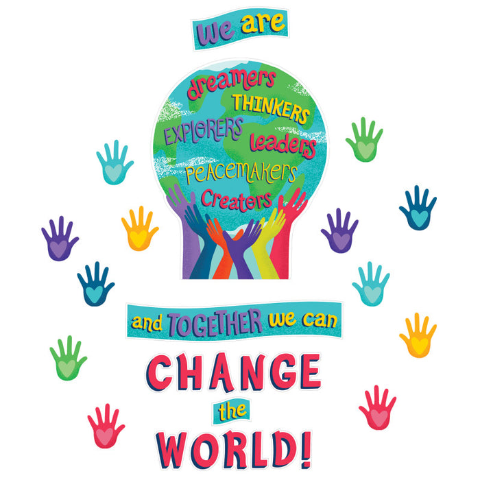 Carson Dellosa Education CD-110488 One World Together We Can Change the World Bulletin Board Set, 47 Pieces