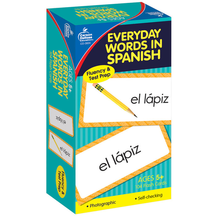 Carson Dellosa Education CD-3924 Everyday Words in Spanish: Photographic Flash Cards, Grade PK-8