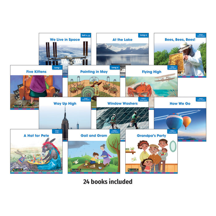 Newmark Learning NL-6834 Decodable Readers Grade 1 Long Vowels, 24 Books