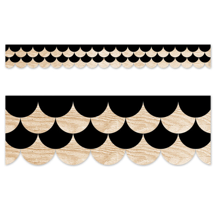 Creative Teaching Press CTP10975 Core Decor Black and Wood Scallops EZ Border, 48 Feet