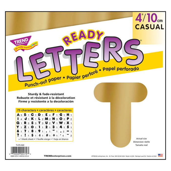 TREND T-479 Gold Metallic 4" Casual UC Ready Letters