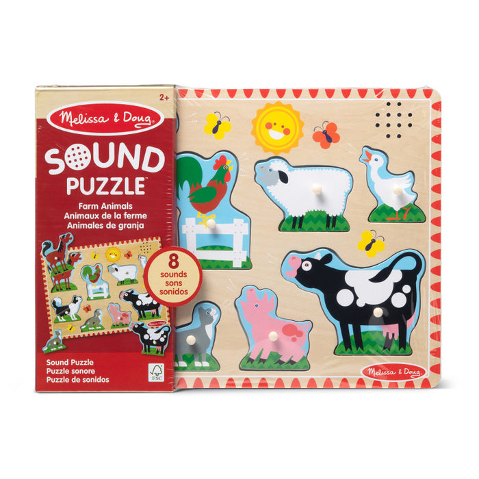 Melissa & Doug LCI726 Farm Animals Sound Puzzle - 8 Pieces