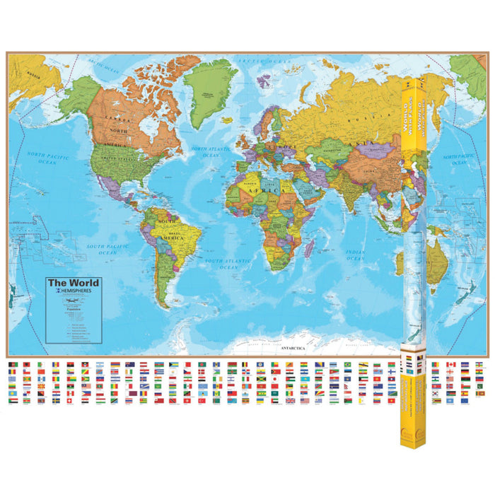 Hemispheres RWPHM01 Blue Ocean Series World Laminated Wall Map, 38" x 51"