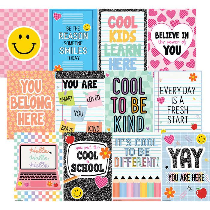 Teacher Created Resources TCR9326 Cool for School Positive Sayings Small Poster Pack, 12 Posters