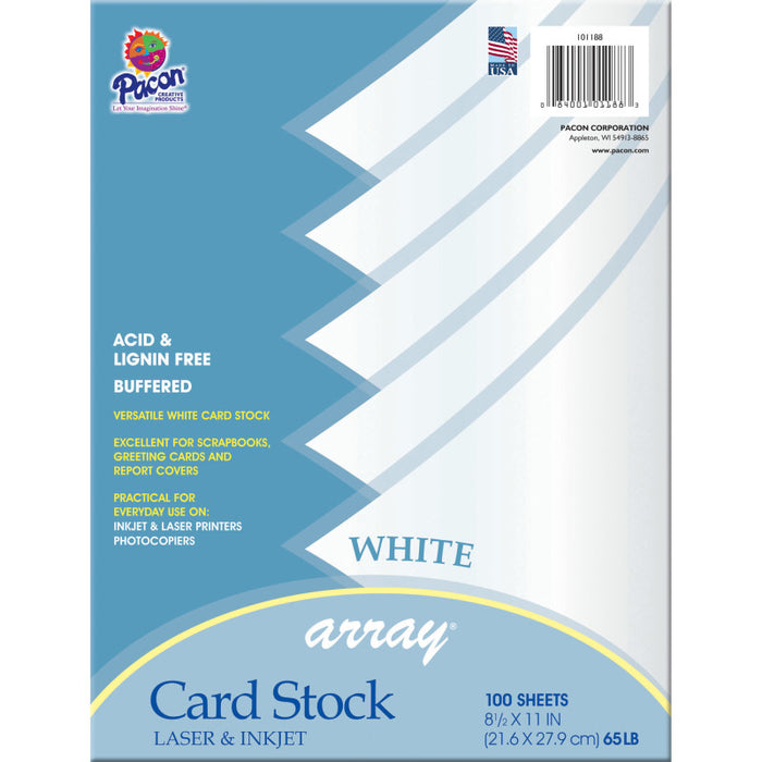 Pacon PAC101188 Card Stock, Classic White, 8-1/2" x 11", 100 Sheets