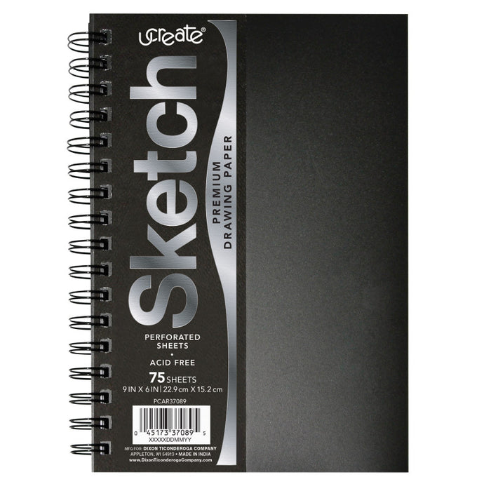 UCreate PACCAR37089 Poly Cover Sketch Book, Heavyweight, 9" x 6", 75 Sheets
