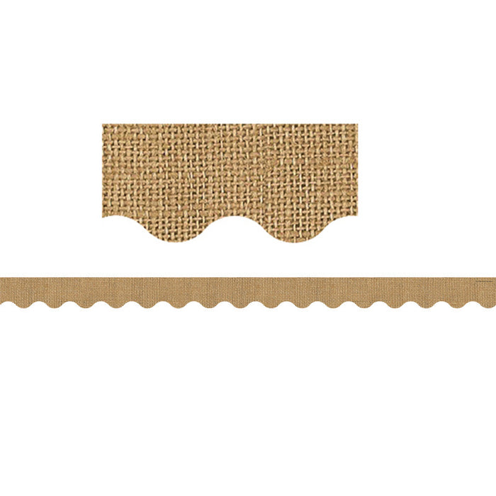 Teacher Created Resources TCR3552 Burlap Design Scalloped Border Trim, 35 Feet