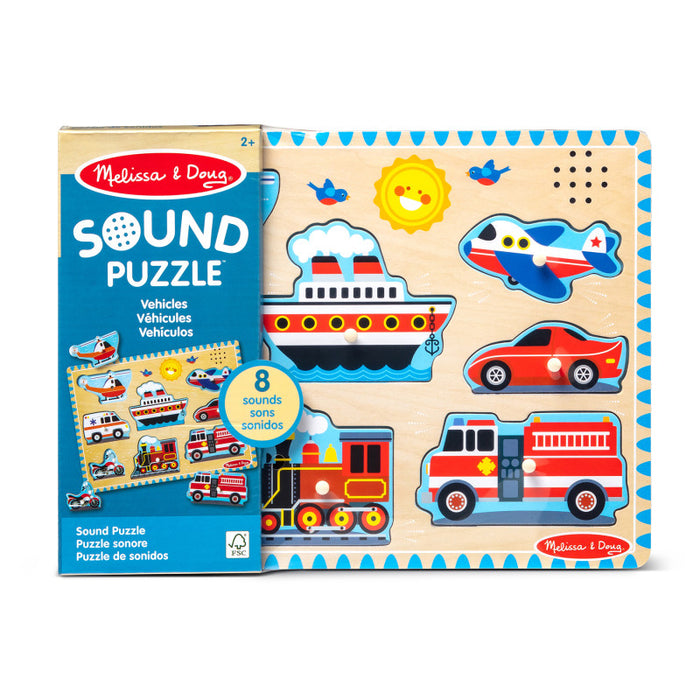 Melissa & Doug LCI725 Vehicles Sound Puzzle, 8 Pieces