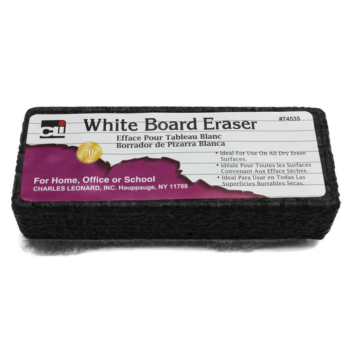 Charles Leonard CHL74535 Whiteboard Eraser, Felt/Foam, Gray & Black, 1 Eraser