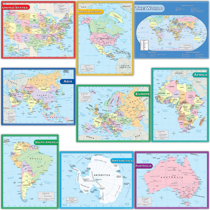 Teacher Created Resources TCR9689 Map Charts Set, Set of 9
