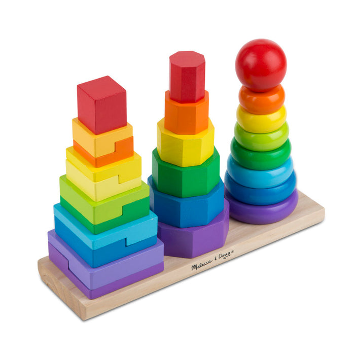 Melissa & Doug LCI567 Geometric Stacker Toddler Toy, 25 Pieces