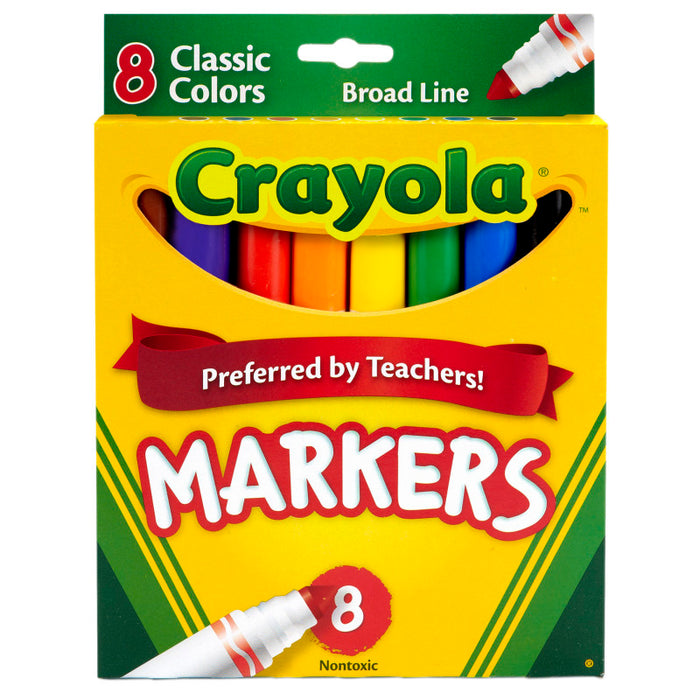 Crayola BIN7708 Broad Line Markers, Classic Colors, 8 Classic Colors