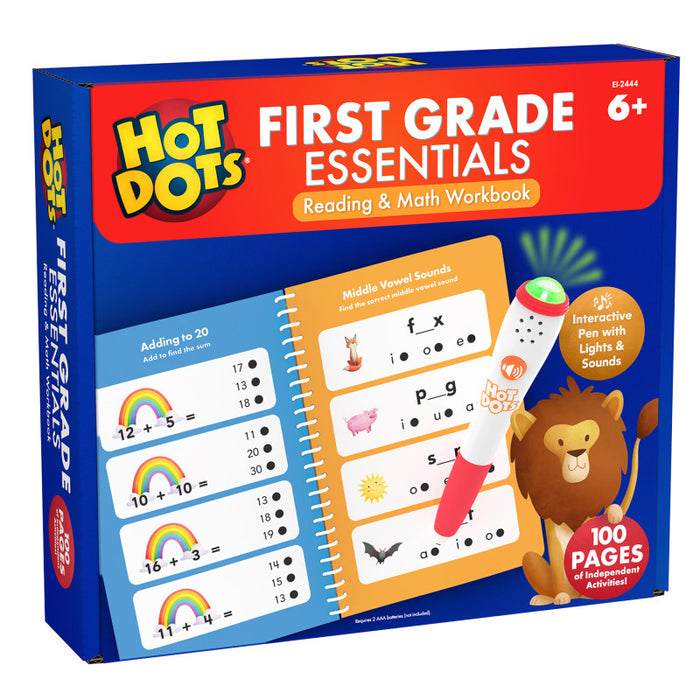 Educational Insights EI-2444 Hot Dots First Grade Essentials Reading & Math Workbook