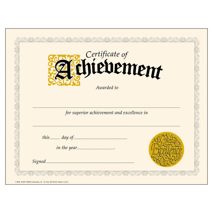TREND T-2562 Certificate of Achievement Classic Certificates, 30 ct
