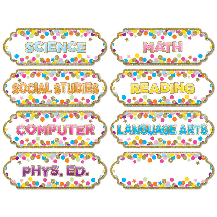 Ashley Productions ASH19007 Magnetic Die-Cut Timesavers & Labels, Confetti Classroom Subjects