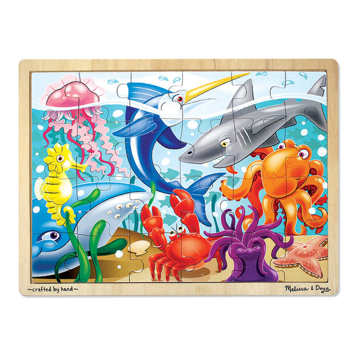 Melissa & Doug LCI2938 Under the Sea Wooden Jigsaw Puzzle, 12" x 16", 24 Pieces