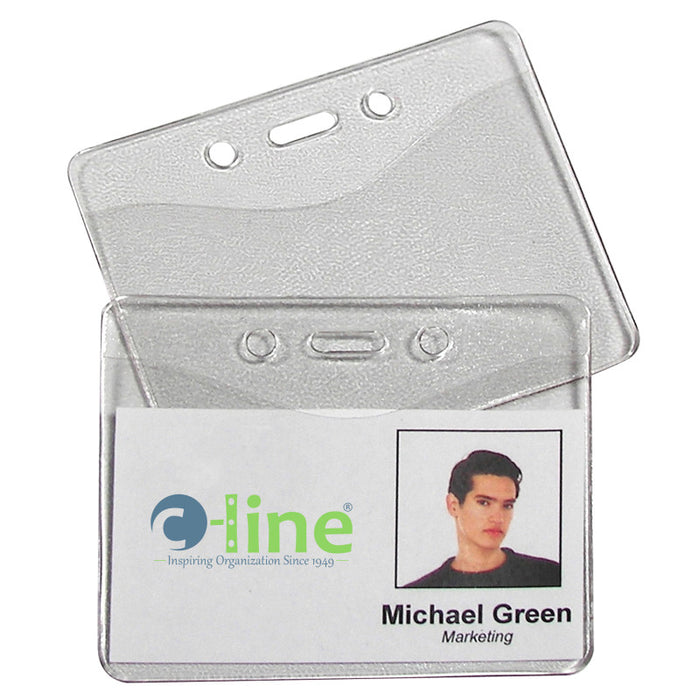 C-Line CLI88607 Heavy Duty ID Badge Holders, Vinyl, Horizontal, 2-3/8 x 3-3/8, Box of 100