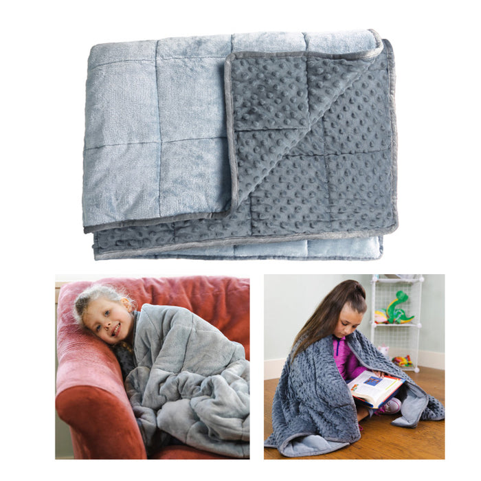 Bouncyband BBALPWB10GY Soft Fleece Weighted 10lb Medium Sensory Blanket for Kids, 65" x 45"