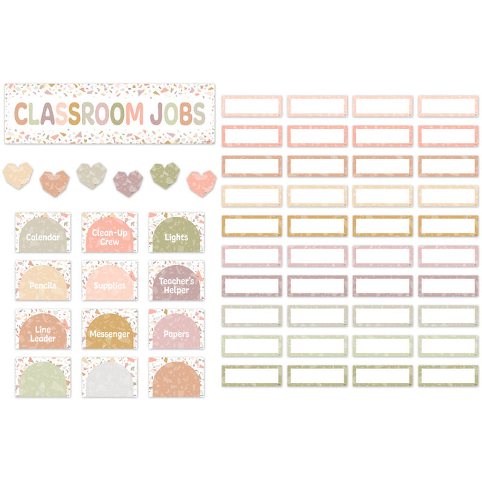 Teacher Created Resources TCR7209 Terrazzo Tones Classroom Jobs Mini Bulletin Board Set, 59 Pieces