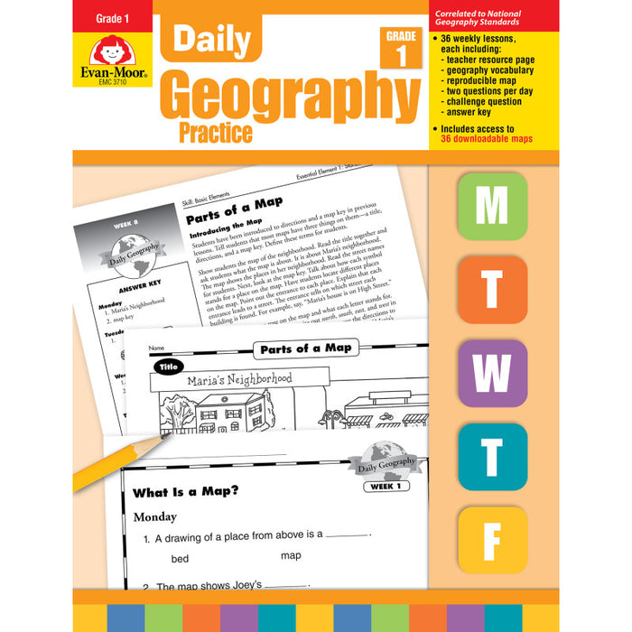 Evan-Moor Educational Publishers EMC3710 Daily Geography Practice Book, Grade 1