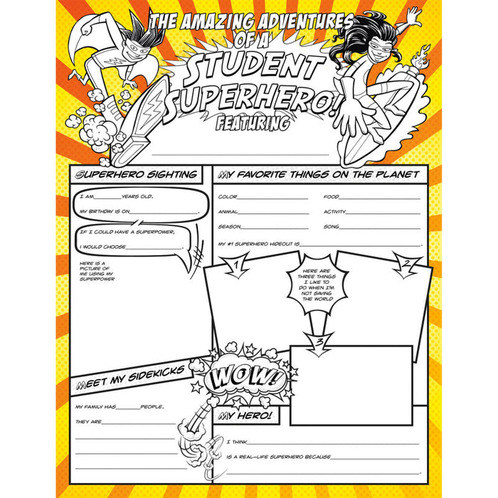 North Star Teacher Resources NST3092 Fill Me In: Student Superhero, Pack of 32