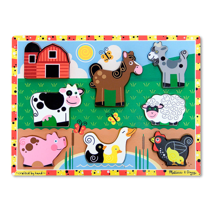 Melissa & Doug LCI3723 Farm Animals Chunky Puzzle, 9" x 12", 8 Pieces