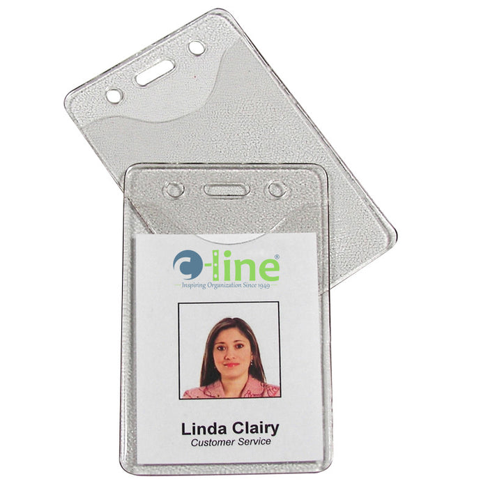 C-Line CLI88617 Heavy Duty ID Badge Holders, Vinyl, Vertical, 2-3/8 x 3-3/8, Box of 100