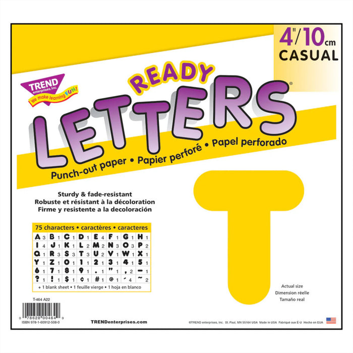 TREND T-464 Yellow 4" Casual Uppercase Ready Letters