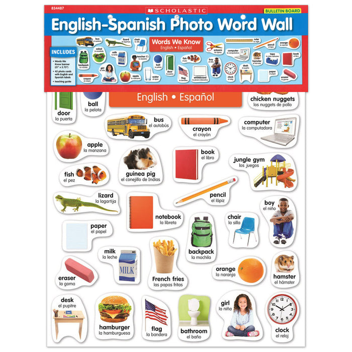 Scholastic Teaching Solutions SC-834487 English-Spanish Photo Word Wall Bulletin Board Set
