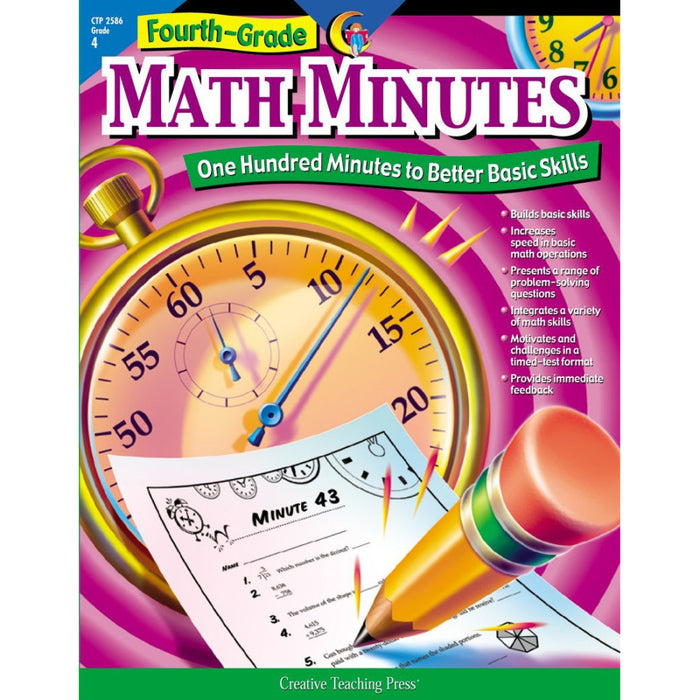 Creative Teaching Press CTP2586 Fourth-Grade Math Minutes Book
