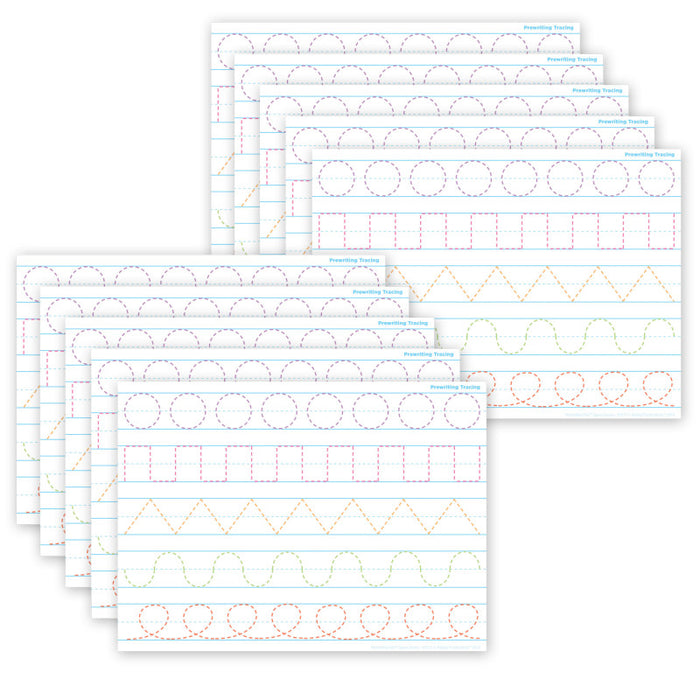 Ashley Productions ASH97017 Smart Poly PosterMat Pals&trade; Space Savers, 13" x 9-1/2", Prewriting Tracing, Pack of 10