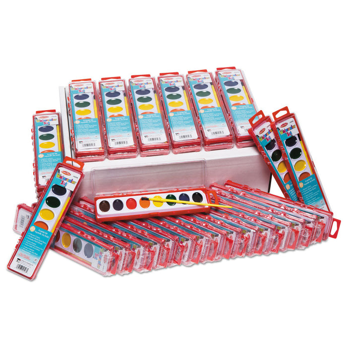 Charles Leonard CHL40536 Semi-Moist Watercolor Paint Set, 8-Color Oval Pan w/Brush, 36 Sets