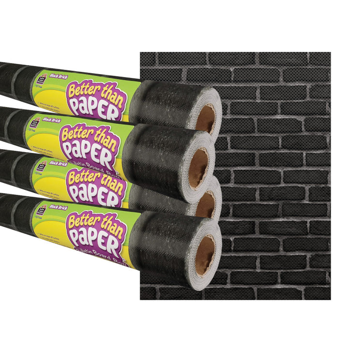Teacher Created Resources TCR32431 Black Brick Better Than Paper Bulletin Board Roll, 4' x 12', Pack of 4