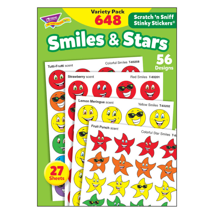 TREND T-83905 Smiles & Stars Stinky Stickers Variety Pack, 648 ct