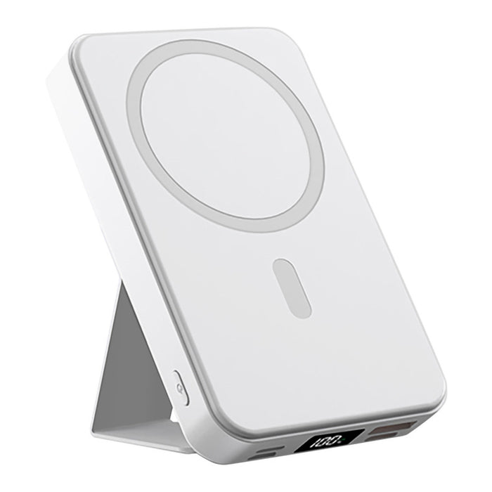 Alpha Digital SGLZL014WH 10,000mAh Magnetic Wireless Charge Power Bank with Foldable Stand, White