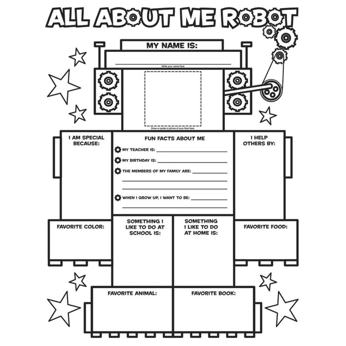 Scholastic Teaching Solutions SC-054501462X Graphic Organizer Poster, All-About-Me Robot, Grades K-2
