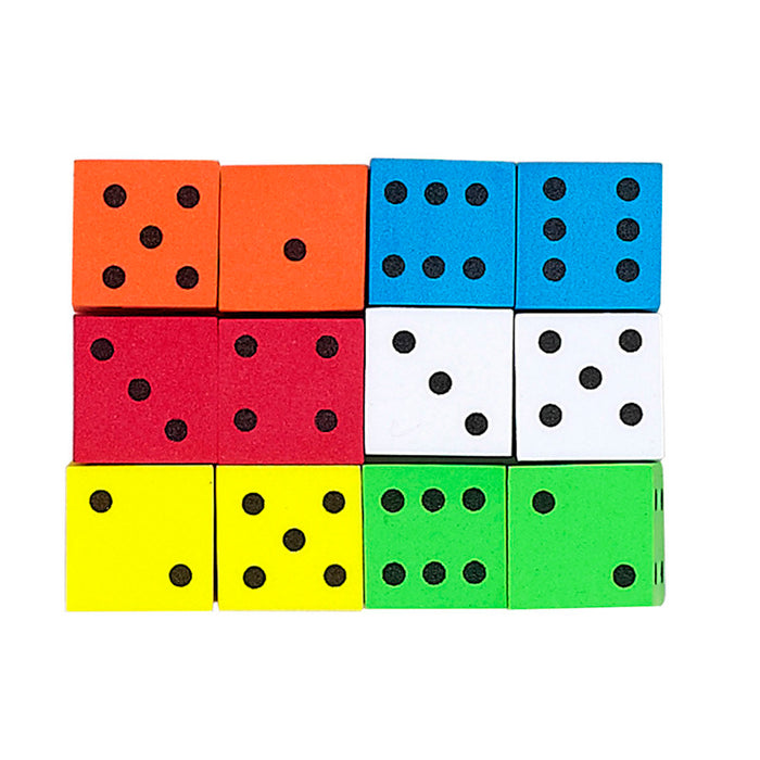 Koplow Games KOP17332 Assorted Color Spot 16mm Foam Dice, Pack of 12