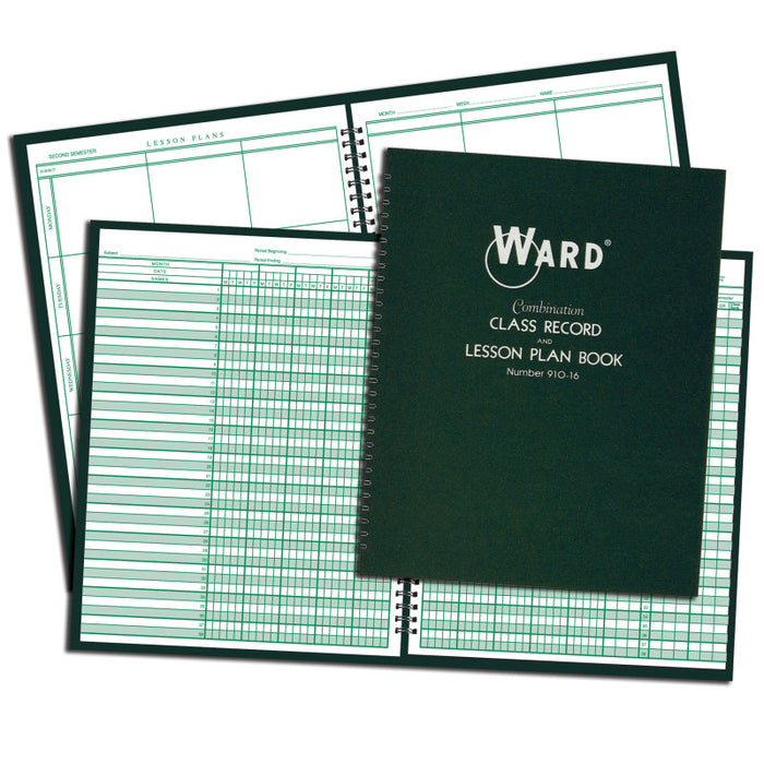 WARD WAR91016 Combination 9-10 Week Class Record + 6 Period Lesson Plan Book