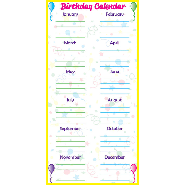 Flipside Products FLP90703 Low-Tac Birthday Calendar Vertical